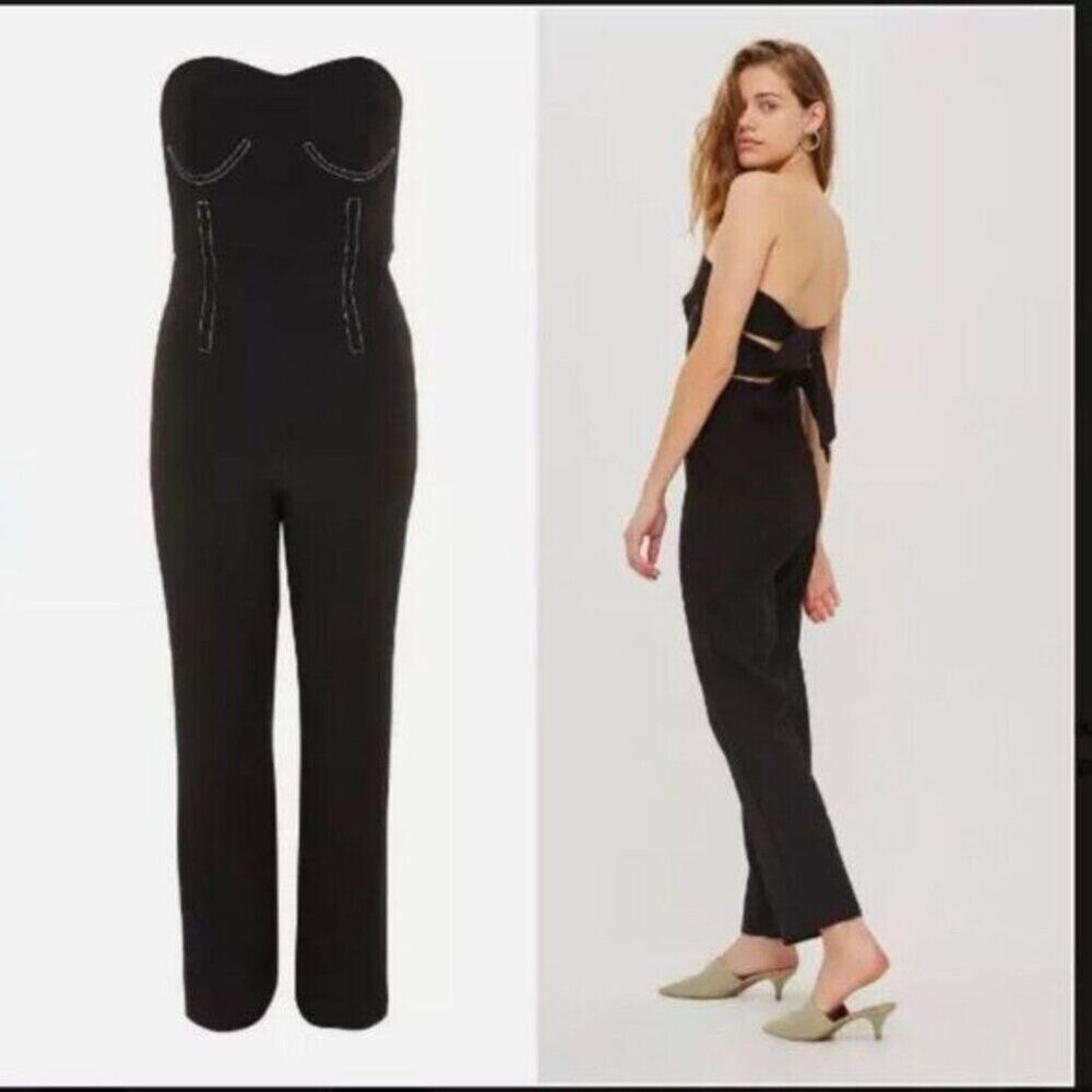 Topshop Strapless Jumpsuit With Stitch Details Size4